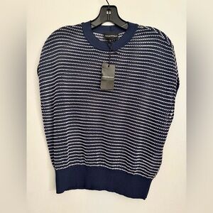 Emporio Armani Blue and White Crewneck Sweater